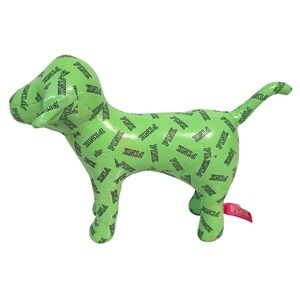 Victoria's Secret PINK Dog Plush Neon Lime Green Print Faux Leather JUMBO 10"